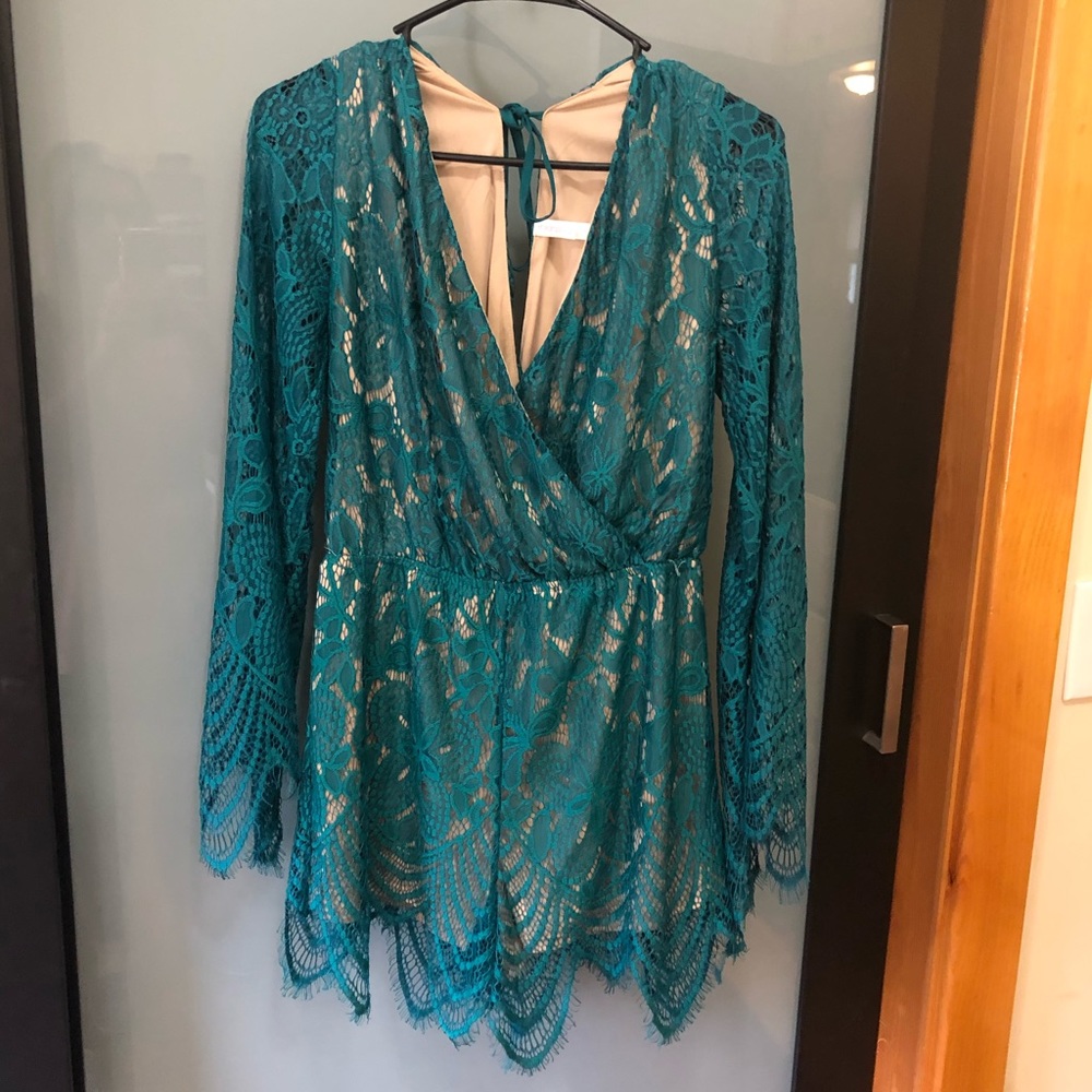 Green and nude dressy romper